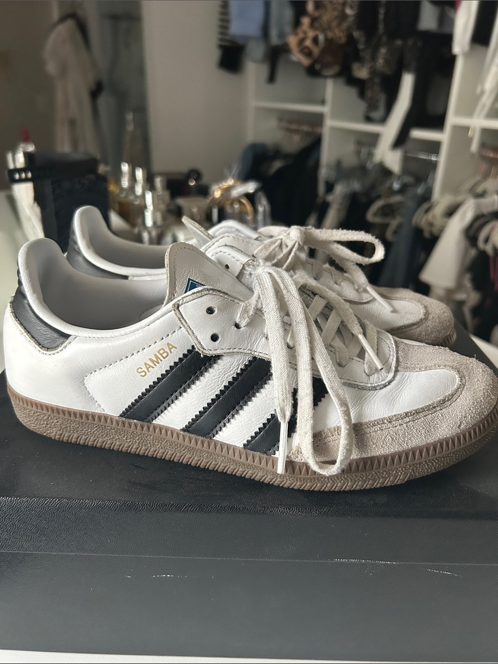 adidas Kids Samba White Black 3.5 big kids